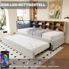Bett 90x200 cm mit Ausziehbett 90x190 cm aus Flanell, mit LED-Beleuchtung und Stauraum Bild 4