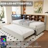 Bett 90x200 cm mit Ausziehbett 90x190 cm aus Flanell, mit LED-Beleuchtung und Stauraum Bild 4