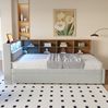 Bett 90x200 cm mit Ausziehbett 90x190 cm aus Flanell, mit LED-Beleuchtung und Stauraum Bild 2