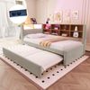 Bett 90x200 cm mit Ausziehbett 90x190 cm aus Flanell, mit LED-Beleuchtung und Stauraum Bild 5