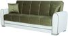 Dmora 3-Sitzer Schlafsofa Dike, Sofa mit Stauraum aus Öko-Leder und Stoff, Wohnzimmersofa mit Klick-Klack-Öffnung, 220 x 84 x 91 cm, Weiß und Grün Bild 2