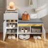 Schuhschrank 120x35x85 cm, weiß teilhochglänzend, mit Sitzbank, Schublade und Türen Bild 4