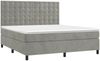 vidaXL Boxspringbett mit Matratze & LED Hellgrau 160x200 cm Samt 3136371 Bild 3