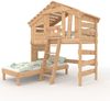 BIBEX ‘Alpin Chalet‘ Hochbett mit Unterbett und Türchen, massive Kiefer, naturbelassen, 90 x 200 cm Bild 2