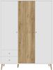 Forte HARLLSON Kleiderschrank 105, EasyKlix by FORTE, 2 Türen, 2 Schubladen, Skandinavischer Stil, Holzwerkstoff, Weiß /Mauvella Eiche Dekor, 105 cm breit x 202 cm hoch x 52 cm tief Bild 2
