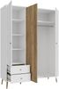 Forte HARLLSON Kleiderschrank 105, EasyKlix by FORTE, 2 Türen, 2 Schubladen, Skandinavischer Stil, Holzwerkstoff, Weiß /Mauvella Eiche Dekor, 105 cm breit x 202 cm hoch x 52 cm tief Bild 5