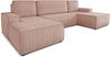 Wohnlandschaft mit Schlaffunktion Totti - U-Form Couch, Schlafsofa mit Bettkasten, Couchgranitur mit Bettfunktion, Big Sofa, Cord Stoff, Wohnzimmer (Rosa (Poso 052)) Bild 2