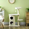 Katzenkratzbaum Groß Mit Bett & Spielzeug - Katzenspielturm Kletterbaum Mit Sisalpfosten Und Doppelhaus,Cremeweiß Bild 3