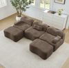 Modulares Sofa 70cm×288cm×167cm aus Samt – rahmenloses Wohnzimmersofa mit tiefer Sitzfläche und flexibler U- oder L-Form, Braun Bild 3