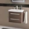 LANZET K1 Waschbecken mit Unterschrank 61 cm breit, Braun dunkel, Waschbecken Keramik Weiß Bild 2