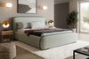 MEBLINI Polsterbett 160x200 mit Stauraum, Lattenrost und Bettkasten - Graugrün Webstoff ohne Matratze - BELLION - Kopfteil Bett mit Stauraum - Doppelbett - Stauraumbett - Betten Bild 1