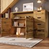 Merax 150cm Kommode, Sideboard in Eicheoptik mit offenem Fach, 2 Türen, 4 Schubladen, höhenverstellbaren Einlegeböden, Softclose‑Metallscharniere und Kippsicherung, Aufbewahrung Bild 3