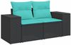 vidaXL 6-teiliges Gartensofa-Set mit Kissen, schwarzes Polyrattan 3269157 Bild 4