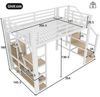OKWISH Kinderbett Hochbett Metallbett (mit LED-Lichtleiste, integriertem Ablagefach und offenem Stauraum, 140x200 cm), ohne Matratze Bild 4