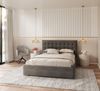 FDM Polsterbett Bettrahmen Bettgestell 90x200, 120x200, 140x200, 160x200, 180x200cm (MADE IN EU - mit hochwertigem Velours Bezug, Bettrahmen, Bett, Optional mit Matratze bestellbar, mit großen gepolsterten Kopfteil, mit Bettkasten zum aufklappen), Meta... Bild 3