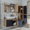 Roomart ATLANTIC-85 Badmöbel Set– 4-teiliges Badezimmermöbel Set - Waschbeckenunterschrank mit Keramikwaschbecken, Spiegelschrank & Hochschrank - H 45 x B 45 x T 85 cm • Anthrazit-Eiche Bild 2