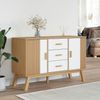 vidaXL Sideboard OLDEN Weiß und Braun 114x43x73,5 cm Massivholz Kiefer 358599 Bild 3