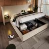 Polsterbett mit Stauraum & Ladefunktion, Bett 160x200 cm mit Touch-Leselampe, USB/Type-C Ports & Regal,beige,mit Matratze Bild 2