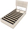 LVHOM Polsterbett 90x200cm mit LED und USB, Einzelbett mit Hydrauliksystem, Stauraumbett Samtstoff, Bettgestell Massiv, Boxspringbett, Beige Bild 2