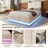LVHOM Polsterbett 90x200cm mit LED und USB, Einzelbett mit Hydrauliksystem, Stauraumbett Samtstoff, Bettgestell Massiv, Boxspringbett, Beige Bild 3