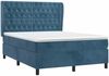 vidaXL Boxspringbett mit Matratze Dunkelblau 140x190 cm Samt 3129391 Bild 3