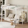 Bett 140x200 cm Hochbett mit Kleiderschrank und Leiter aus Metall – platzsparendes Kinderzimmer-Design Bild 2