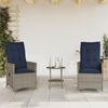 vidaXL 3-teiliges Bistro-Set mit Kissen Grau Poly Rattan 365656 Bild 3