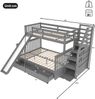 Merax Etagenbett, Kiefer Kinderbett mit Rutsche & Schubladen 90x200 cm+140x200 cm, grau Bild 4