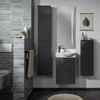 FACKELMANN SBC LUNA Gäste WC Waschtisch Set 45 cm breit, Anthrazit, Waschbecken Keramik Weiß, Türanschlag rechts Bild 2