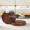 Couchtisch mit Glasplatten H 44 x T 90 x B 70 cm, mehrstufig, MDF in Walnussoptik, modern-minimalistisch Bild 3