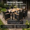STEELSØN 'Fawaris' Polyrattan Sitzgruppe Outdoor 7-tlg, Gartenmöbel Set aus 6 Stühlen und Tisch inkl. Kissen, Akazienholz, schwarz, wetterfest für 4 Personen Bild 2