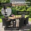 STEELSØN 'Fawaris' Polyrattan Sitzgruppe Outdoor 7-tlg, Gartenmöbel Set aus 6 Stühlen und Tisch inkl. Kissen, Akazienholz, schwarz, wetterfest für 4 Personen Bild 3