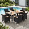 STEELSØN 'Fawaris' Polyrattan Sitzgruppe Outdoor 7-tlg, Gartenmöbel Set aus 6 Stühlen und Tisch inkl. Kissen, Akazienholz, schwarz, wetterfest für 4 Personen Bild 1