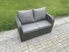 Fimous 6-Sitzer Polyrattan Gartenmöbel Set Patio Sofa Set mit Couchtisch Loveseat Sofa 2 Beistelltischen Dunkelgrau Gemischt Bild 4