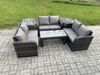 Fimous 6-Sitzer Polyrattan Gartenmöbel Set Patio Sofa Set mit Couchtisch Loveseat Sofa 2 Beistelltischen Dunkelgrau Gemischt Bild 2