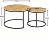 Moderne Couchtisch 2er Set Schwarz Metallgestell Eiche Rund 70x70x45 & 50x50x35 Bild 3