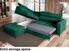 MEBLINI Schlafcouch mit Bettkasten - DORIAN - 263x232x89cm Links - Grün Samt - Ecksofa mit Schlaffunktion - Sofa mit Relaxfunktion und Kopfstützen - Couch L-Form - Eckcouch - Wohnlandschaft Bild 4