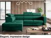 MEBLINI Schlafcouch mit Bettkasten - DORIAN - 263x232x89cm Links - Grün Samt - Ecksofa mit Schlaffunktion - Sofa mit Relaxfunktion und Kopfstützen - Couch L-Form - Eckcouch - Wohnlandschaft Bild 3