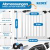 KIDIZ® Schutzgitter für Treppen | Tür, Auto Close Kindertreppengitter ohne Bohren | 90° Stop, Absperr Türschutzgitter, schwenkbare Trennwand, Treppenschutzgitter, Klemmen 81 - 94 cm Weiß / Schwarz +7 Bild 2
