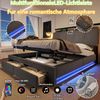 Polsterbett mit LED-Streifen, Schubladen, Lattenrost, Aufbewahrung, USB und Type-C, 140x200 cm, gepolsterter Kopfteil mit Regal, Stauraumbett, Leinen Bild 4
