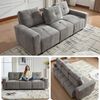 Flieks 3-Sitzer Schlafsofa 213 cm mit verstellbarer Sitztiefe, Chenille-Stoff Couch mit Schlaffunktion, 3-in-1 Modulsofa, Grau Bild 3