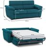 Dmora 2-Sitzer Schlafsofa Contrada, Schlafsofa fürs Wohnzimmer, gepolstert, abnehmbar, 100 % Made in Italy-Qualität, 205x95 h100 cm, Hellblau Bild 3