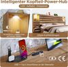 MODFU Holzbett Funktionsbett mit umfassendem Stauraum-System, mitLED-Beleuchtung, (Doppelbett, Funktionsbett, 2-tlg, mit USB-/Type-C-Anschlüssen & offenen Kopfbrett-Regalen,180x200 cm), mit 4 Seitenfächern, 3 Schubladen & Nachttischen. mit 1 Matratze Bild 4