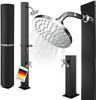 STEELSØN 'Xypher' Solardusche 60L, hexagon, schwarz, warmes Wasser bis 60°C, schwankender Regenduschkopf und Wasserhahn, Gartendusche inkl. Schutzhaube Bild 1