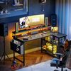 Eckschreibtisch LED Steckdosenleiste 120x70 cm Ablagefächer PC Computertisch Bild 2
