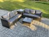 Fimous Rattan-Gartenmöbel 6-Sitzer Set Patio Tisch Sofa Stuhl Set mit Graue Kissen Beistelltisch Bild 2