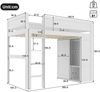 Merax Hochbett 90*200cm, vielseitiges Kinderbett, ausgestattet mit Kleiderschrank, Staufach, offener Unterbettraum, ohne Matratze, Kiefernholz, weiß Bild 4