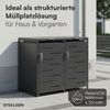STEELSØN 'Diorus' Mülltonnenbox 2er je 120 Liter, graphitschwarz, Mülltonnenverkleidung aus Stahl mit Sichtstreifen, wetterfest, 102x62x117 cm, abschließbare Müllbox für 2 Tonnen Bild 2