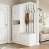 Merax Garderoben-Set Garderobenset mit Schuhschrank, Schuhbank, (1-St, Kleiderschrank, Wandgarderobe mit 4 Haken, 6 Türen, 2 Schublade), Flurmöbel, Garderobenständer, Weiß Bild 4