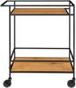 Moderner Bar-Rollwagen LEVEN 80cm schwarz + Eiche-Look Servierwagen Bild 5